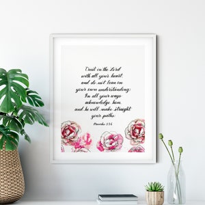 Trust in the Lord With All Your Heart, Bible Verse Wall Art, Christian ...