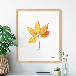 Fall Leaf Watercolor Print, Fall Leaf Wall Art, Autumn Leaves Watercolor Painting, Fall Home Decor, Autumn Decor, Fall Print, Minimalist
