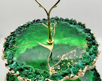 Kintsugi cupcake stand/food safe dessert stand/unique handcrafted cupcake stand/eye- catching centerpiece/birthday gift/ easy to assemble