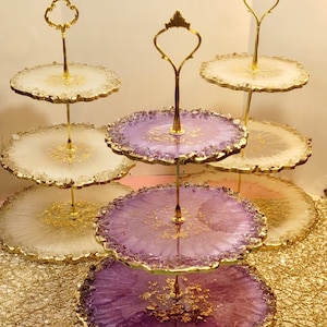 Luxury geode dessert stand/wedding table decor/ 3 tiered tray/ gift idea