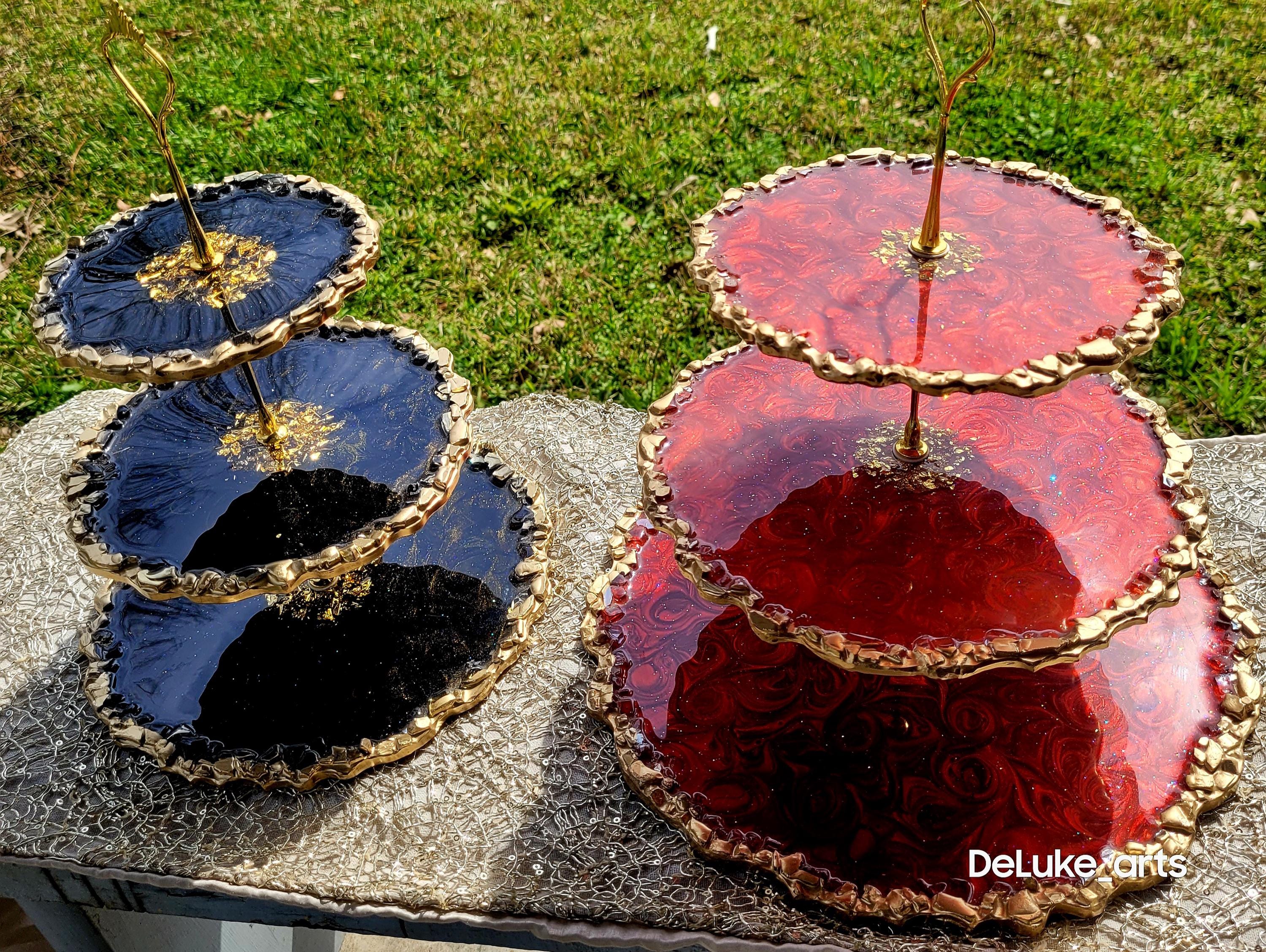 Handmade Extra Large Resin Tiered Tray- anniversary-weddings-special occasions