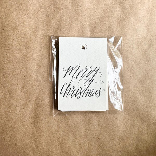 Etiquetas de regalo navideñas y para cualquier ocasión, caligrafía manuscrita (paquete de 10)