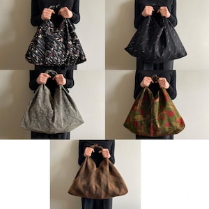 Perfekt unperfekte No-Waste Vintage Seide & Wolle Deadstock Kimono Origami Dreieck Einkaufstasche Wählen Sie Ihren Stil * Palace Seastress London *