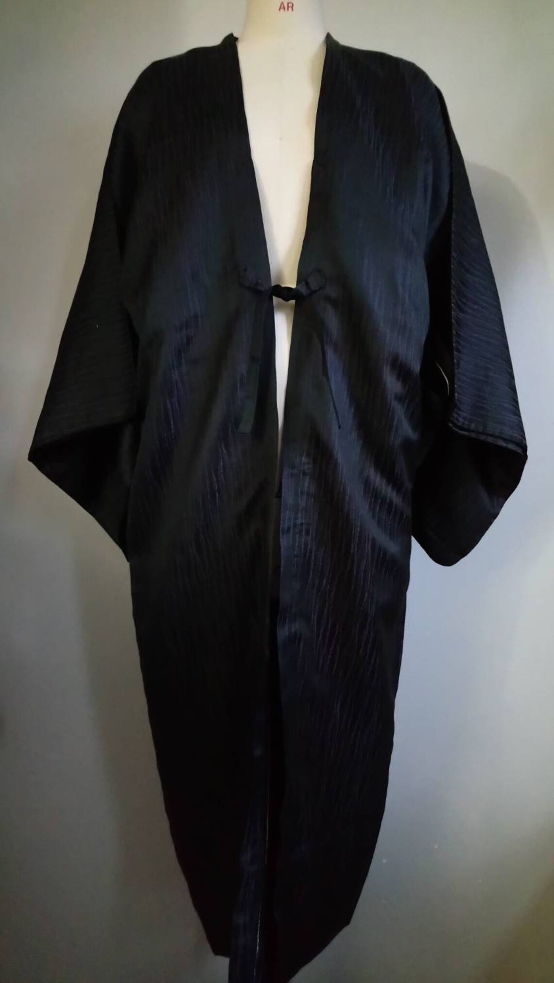 Vintage Long Haori Jacket Pure Silk Black Oridashi Woven | Etsy