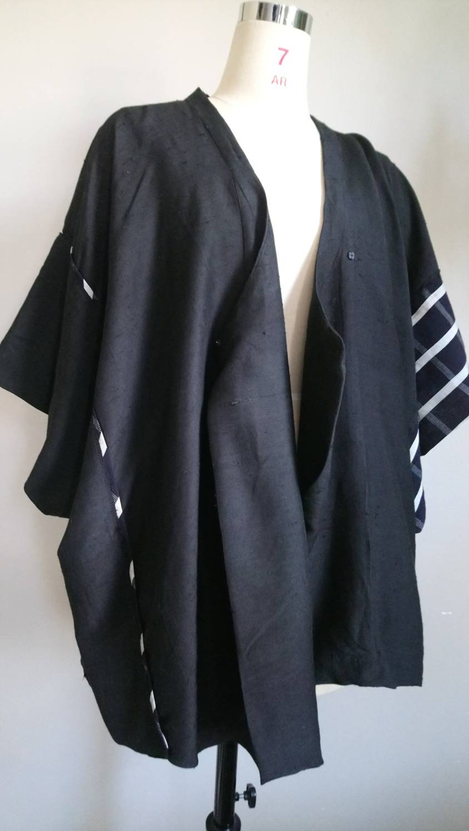 Modern Haori Jacket Made From Reclaimed Vintage Jumbei Kimono FREE
