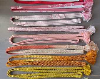 Vintage Japanese Silk Kumihimo Cord Obijime: Kimono Himo Tie String
