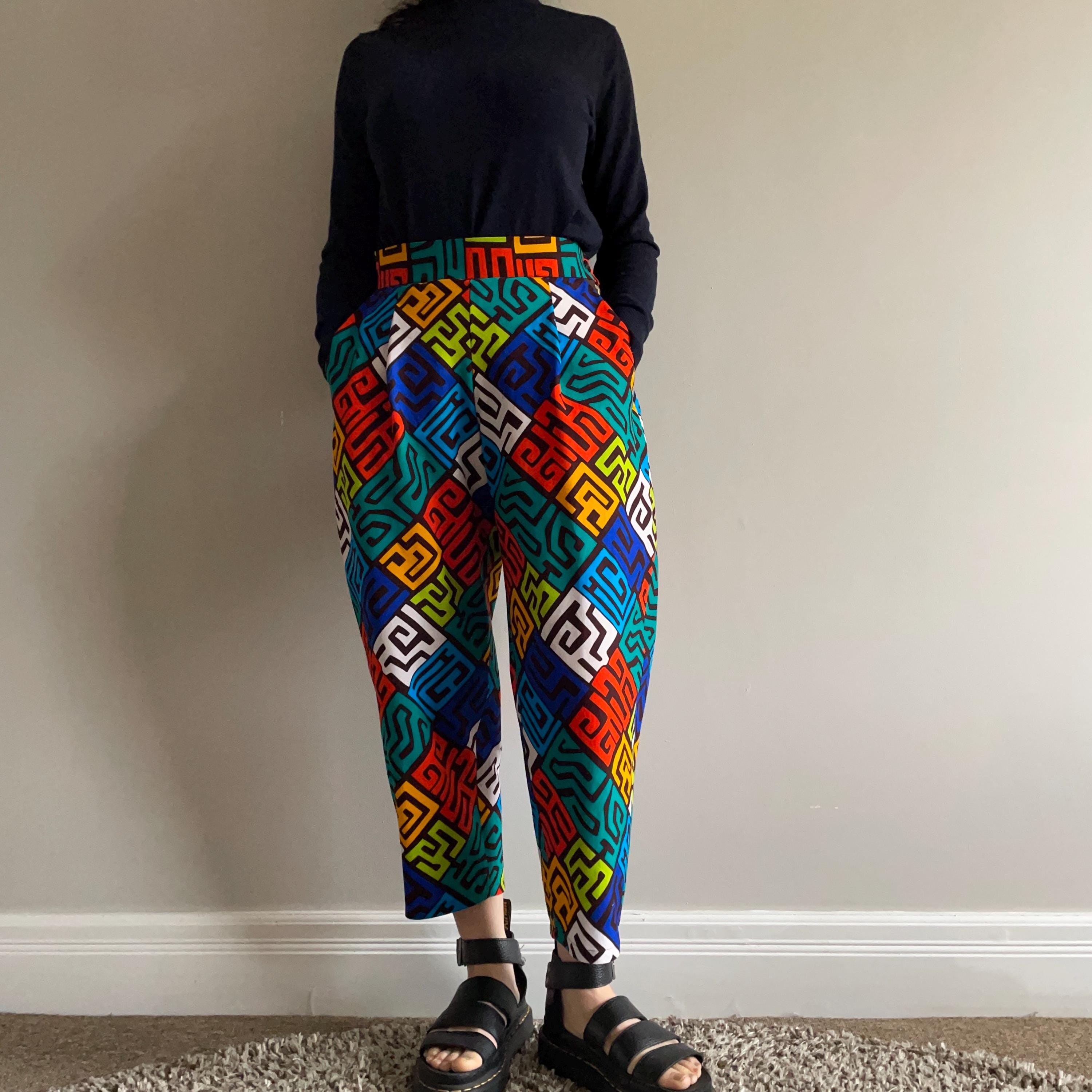 Ankara: African Wax Print 100% Cotton Bias-cut Trousers Oversized