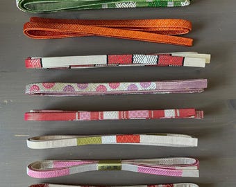 Vintage Saganishiki Japanisch Obijime: Kimono Kordel mit Lamé