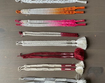 Cuerdas de corbata Haori 100% seda con borlas Ombre Haori Himo 羽織紐 Vintage japonés / Old Stock Kumihimo para chaqueta Haori