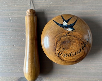 Italian Hardwood &quot;Cadenabbia&quot; Vintage Darning Mushroom Needle Holder Sock Darner Hand Painted ダーニングマッシュルーム Palace Seamstress London