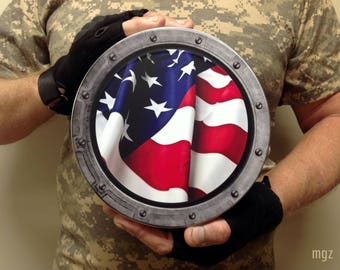 American Flag Light Box Circle | Unique Holiday Military Gift Decor | Military Welcome Home, Patriotic Holiday, American Flag Wall Art