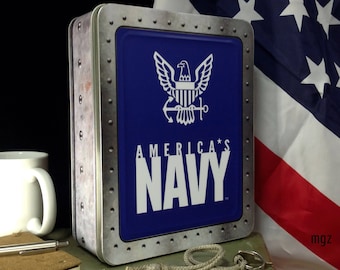 US Navy Light Box Rectangle | Military Sailor Gift | Patriotic Home Decor, US Navy Night Light, Military Holiday Gift, Navy Veteran Gift