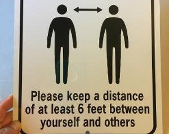 Social Distancing Sign  Aluminum Safety Sign Covid-19