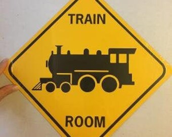 Train Room  Funny Aluminum Locomotive Sign