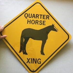 Cuarto caballo Xing signo de aluminio w / blaze cruce de caballos