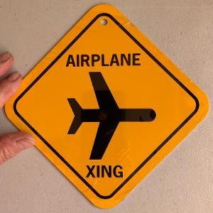 Aereo Xing 6x6 pollici piccolo divertente segno di attraversamento in alluminio