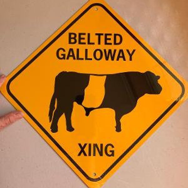 Belted Galloway Xing      Aluminum  Cow Crossing Sign