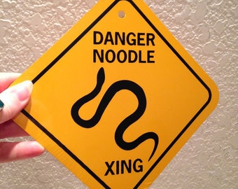 Danger Noodle Xing Funny Sign Snake Crossing 6x6 Inch Aluminum