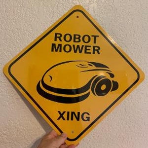 Robot Mower Xing Graphic #2 Sinal engraçado de travessia de alumínio
