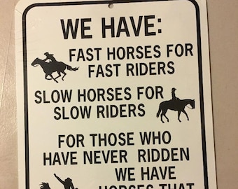 Red Horses and ponies please slow down correx safety sign 300mm x 200mm x 6mm 
