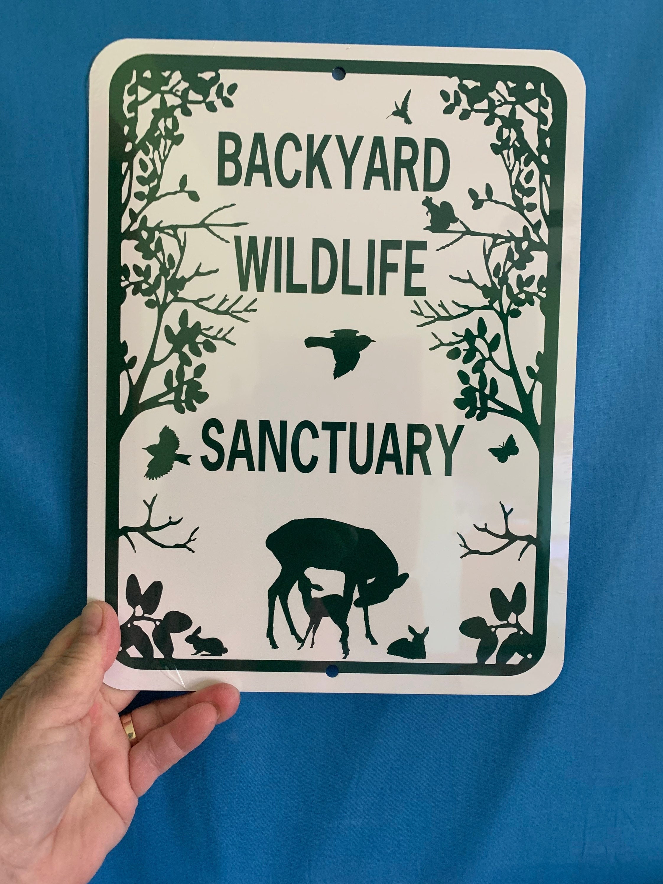 Backyard Wildlife Sanctuary      Aluminum  Garden Yard Sign