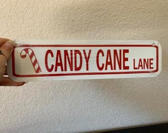 Candy Cane Lane  3x12 inch Funny Aluminum Holiday Sign