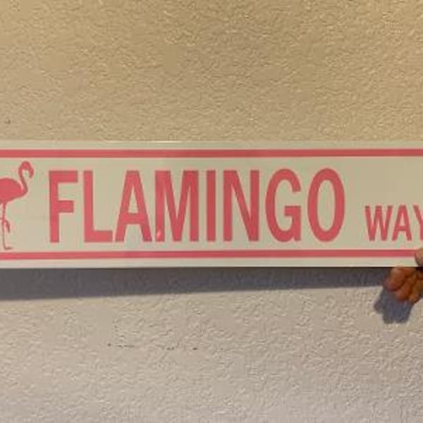 Flamingo Way Funny Pink Flamingo Aluminium Straßenschild