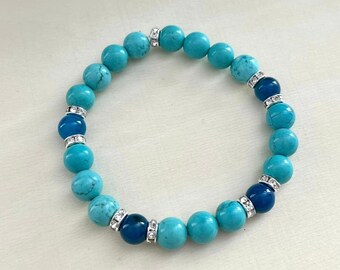 Mint Blue Jasper Gemstone Bracelet: Sea Sediment Imperial Jasper