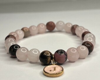 Rose Quartz with Chrysanthemum stones with Charm