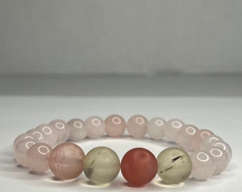 Pink Crystal, Amethyst, Rose Quartz, and Matte Watermelon Rind