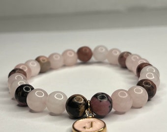 Rose Quartz with Chrysanthemum stones with Charm