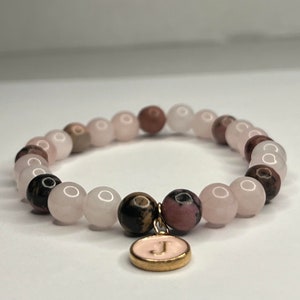 Rose Quartz with Chrysanthemum stones with Charm image 1