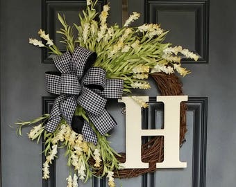 Farmhouse Wreath,Country Wreath,Front DoorWreath,Grapevine Wreath,Rustic Wreath,Summer Wreath,Cream Flowers Wreath,Cottage Wreath,Wreaths
