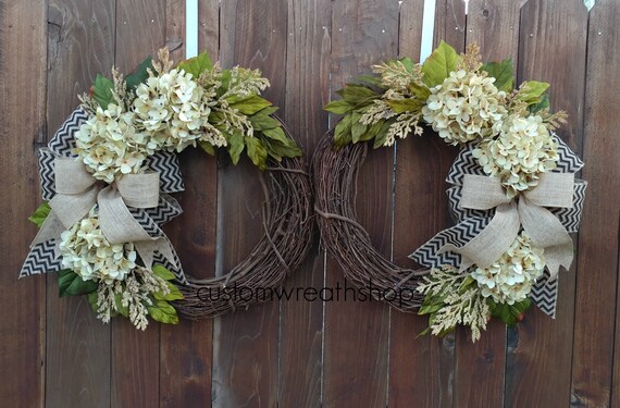 Double Door Wreath Front Door Wreaths Summer Wreath Hydrangea Wreath Wreaths For Double Doors Grapevine Wreath Housewarming Gift Wreaths