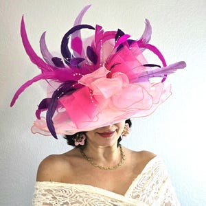 Pink Feather Kentucky Derby Hat: Women&#39;s Tea Party Fashion
