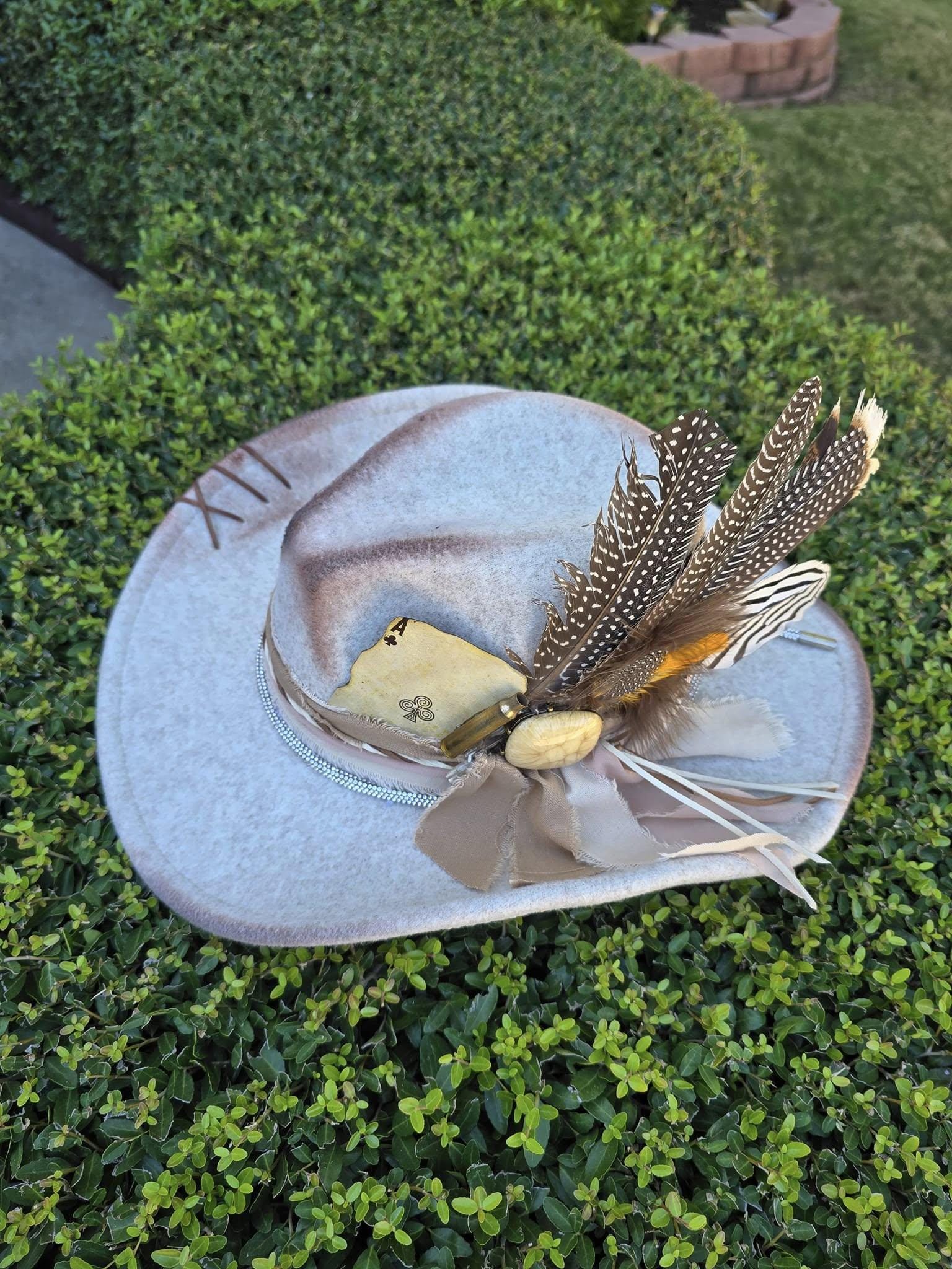 Beige Wool Felt Cowgirl Hat: Wide Brim Western Fedora - Etsy