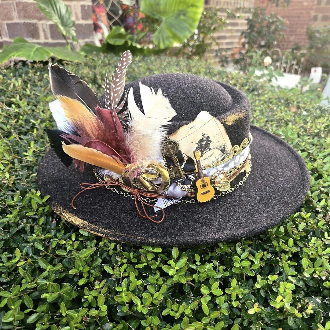 Embellished Wide Brim Fedora: Western Cowgirl Hat With  display picture 1