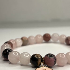 Rose Quartz with Chrysanthemum stones with Charm image 2