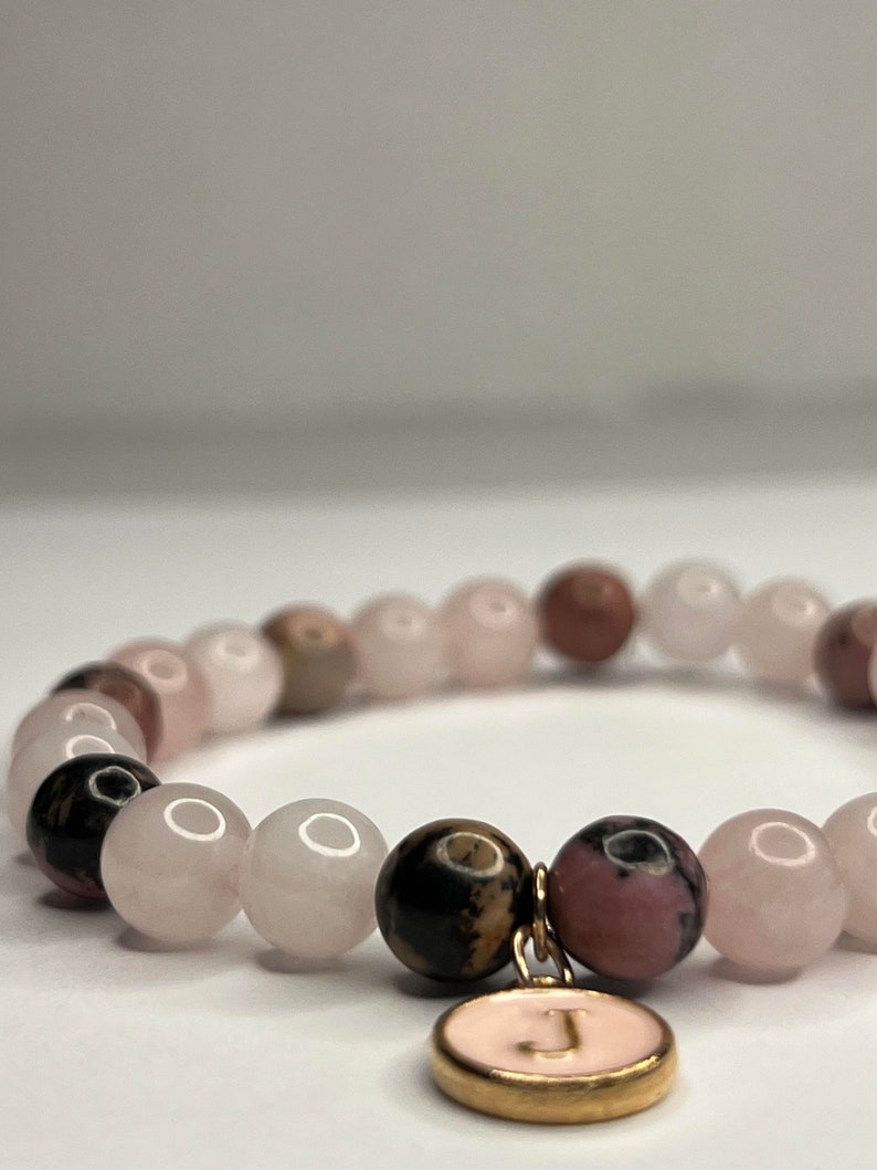 Rose Quartz with Chrysanthemum stones with Charm image 2