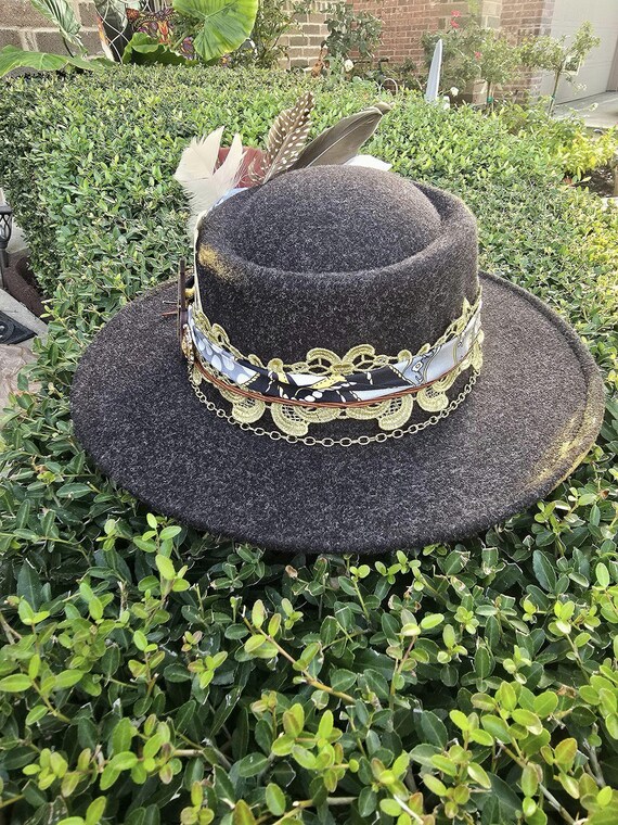 Embellished Wide Brim Fedora: Western Cowgirl Hat With  display picture 2