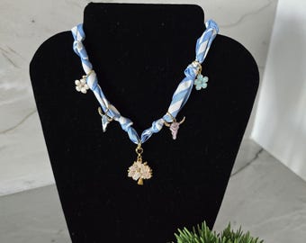 Bandana Necklace Personalized Initial, Charm Necklace, Western Cowgirl Jewelry, Birthday Gift for Her, Bandana Choker, Gift, Beach Jewelry
