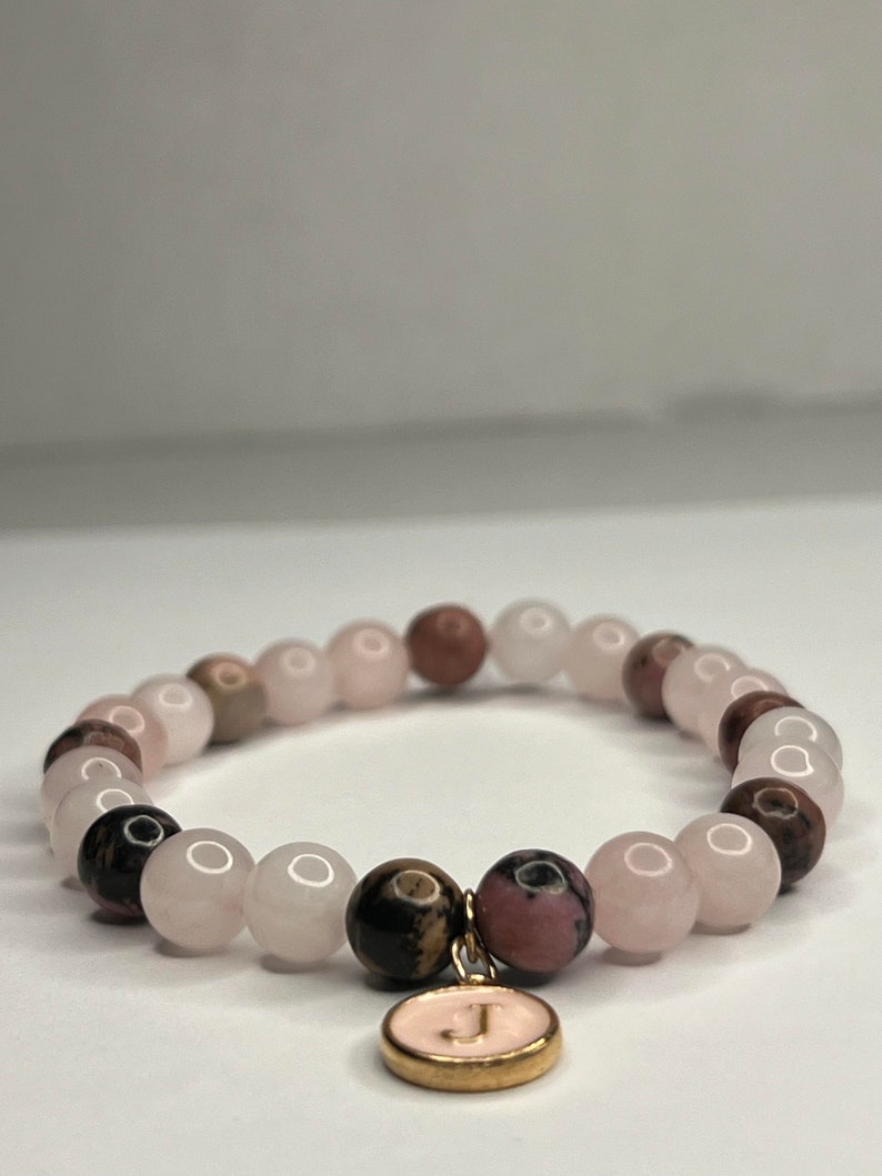 Rose Quartz with Chrysanthemum stones with Charm image 1