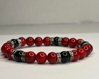 Garnet with Red Marble, Black Onyx and steel