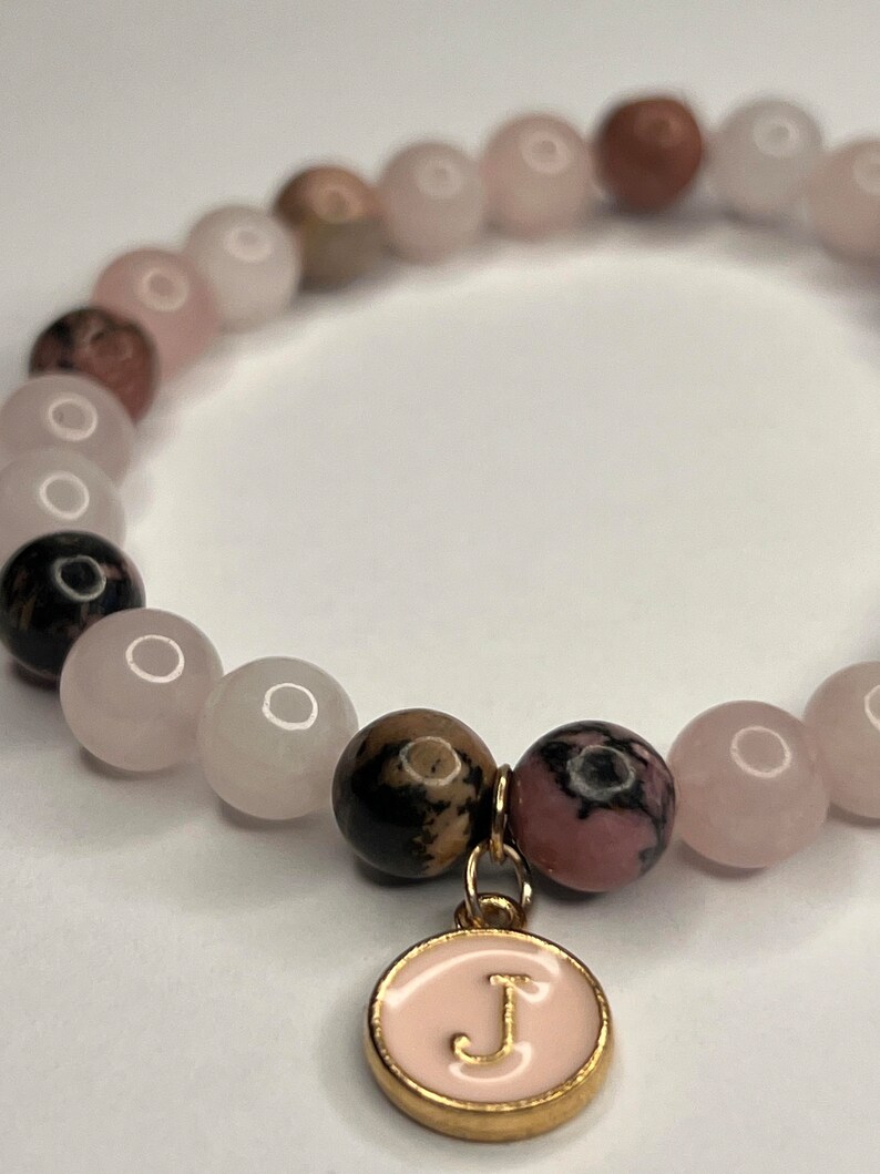 Rose Quartz with Chrysanthemum stones with Charm image 3