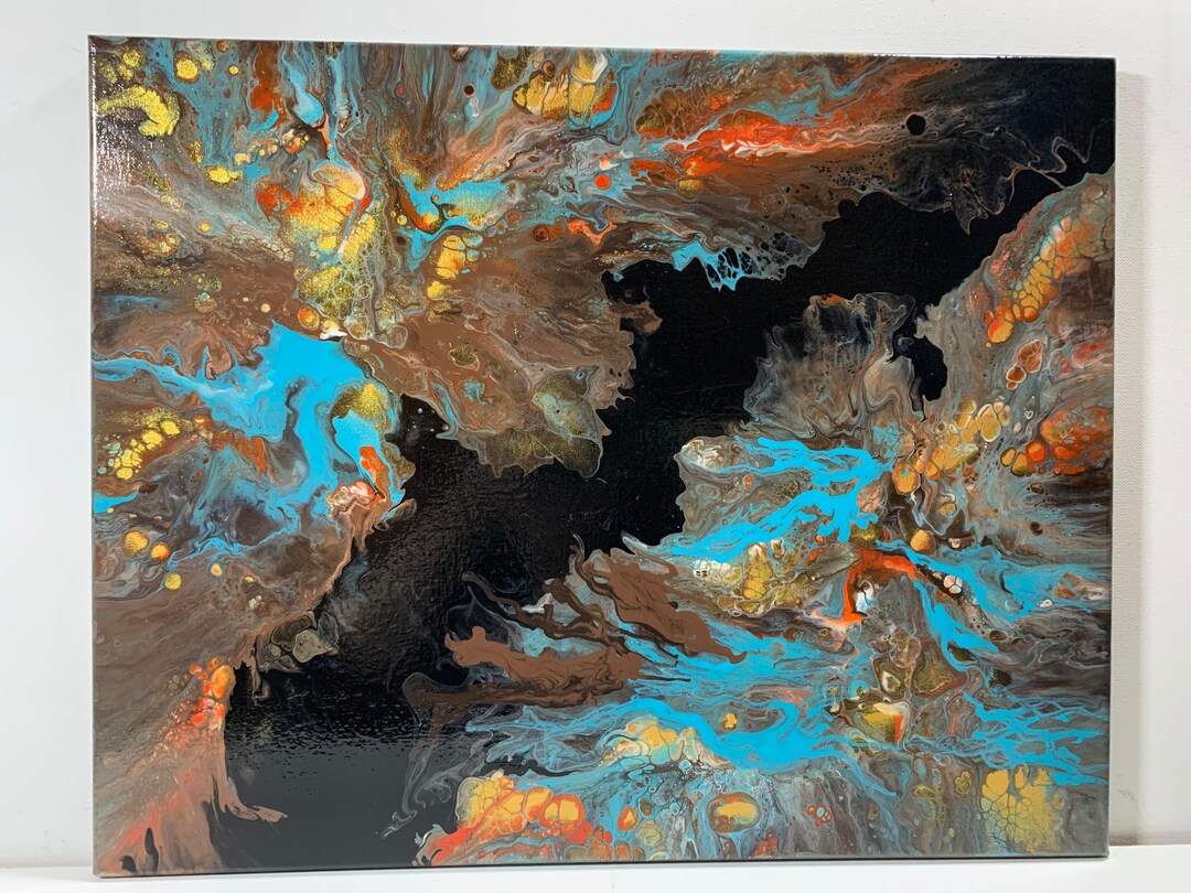 DP-50 Dutch Pour Fluid Art Acrylic Painting on 16x20 Canvas Painted in ...