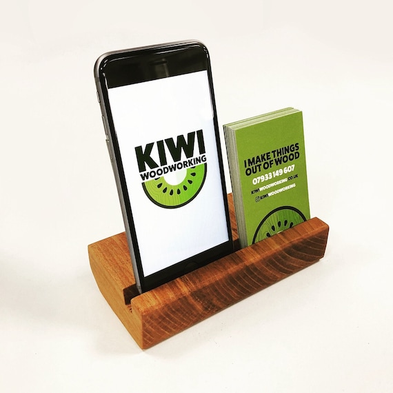 Solid Cherry Iphone Stand Business Card Holder Handmade In
