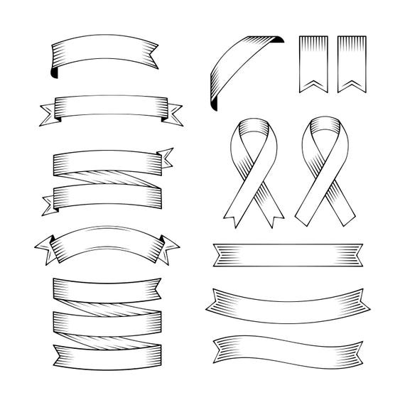 Download Ribbon Set Svg Design Elements Set Of Blank Stripe Paper Etsy