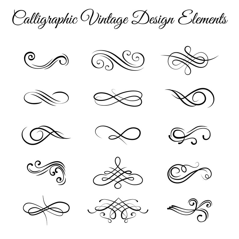 Download Decorative filigree swirls set SVG Floral motifs | Etsy