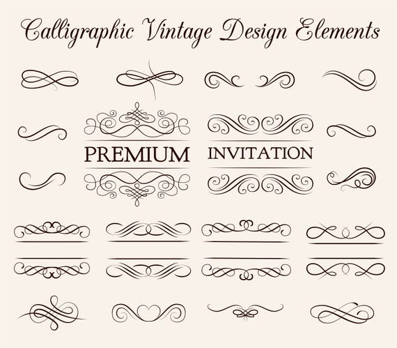 Download Swirls Vintage Set Svg Calligraphic Design Elements Etsy