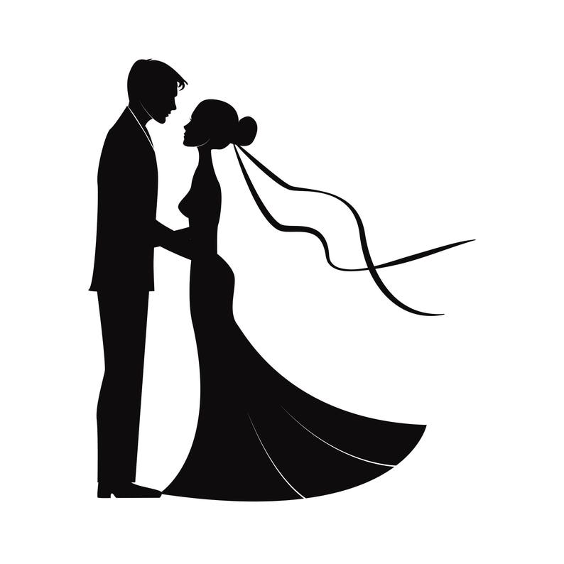 Download Couples en silhouette SVG de mariage Mariage Mariée et le | Etsy
